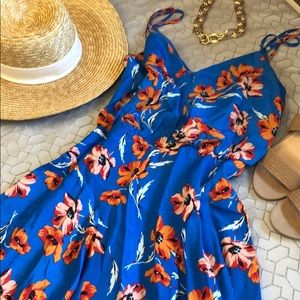 Blue and orange floral dress: size 4